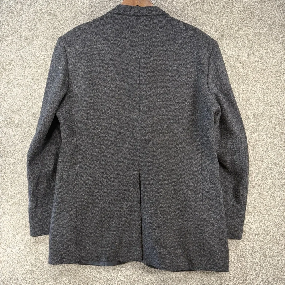 Farah VTG Sports Coat Wool Blazer 44L Herringbone Grey Academia Business Casual